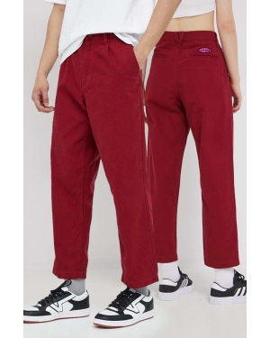 Vans spodnie bawełniane damskie kolor czerwony fason chinos high waist