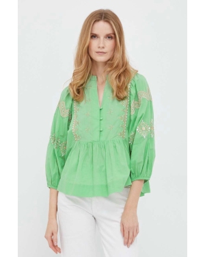 Rich & Royal bluzka bawełniana damska kolor zielony z aplikacją