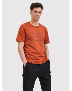 Selected Homme T-Shirt Bene 16085656 Brązowy Regular Fit