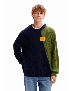 Desigual sweter bawełniany 23WMJF22 JERS_NELTHAN kolor granatowy