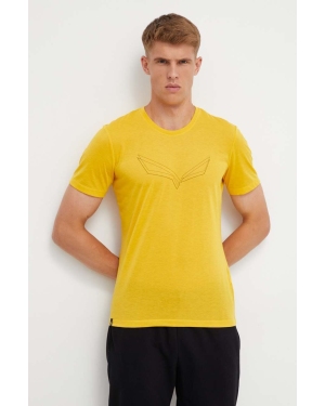 Salewa t-shirt sportowy Pure Eagle Frame Dry kolor żółty z nadrukiem