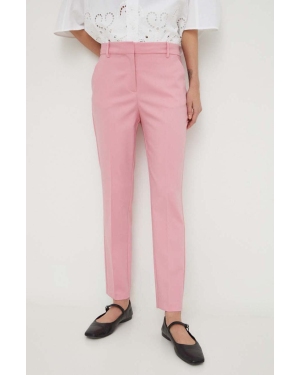 Liviana Conti spodnie z domieszką lnu kolor różowy fason cygaretki high waist F4SP43