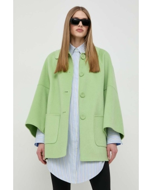 Luisa Spagnoli płaszcz wełniany kolor zielony przejściowy oversize