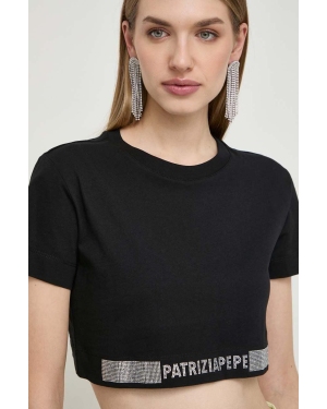 Patrizia Pepe t-shirt bawełniany damski kolor czarny