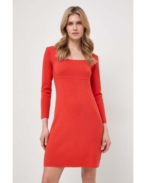 Luisa Spagnoli sukienka wełniana kolor pomarańczowy mini prosta