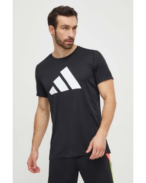 adidas Performance t-shirt do biegania Run It kolor czarny z nadrukiem IL7235