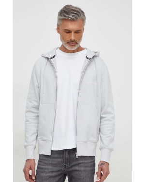 Calvin Klein Jeans bluza bawełniana męska kolor szary z kapturem gładka