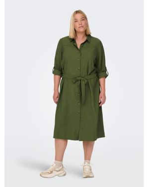 ONLY Carmakoma Sukienka koszulowa 15285282 Zielony Regular Fit