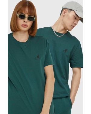 Kangol t-shirt bawełniany kolor zielony z nadrukiem