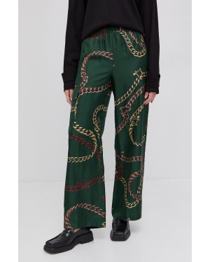 Victoria Beckham Spodnie damskie kolor zielony szerokie high waist