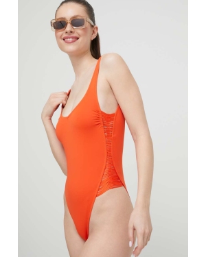 Twinset jednoczęściowy strój kąpielowy kolor pomarańczowy miękka miseczka