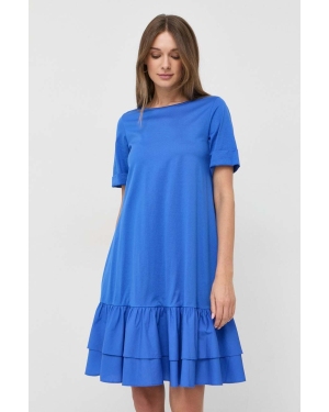 Weekend Max Mara sukienka bawełniana kolor niebieski mini prosta