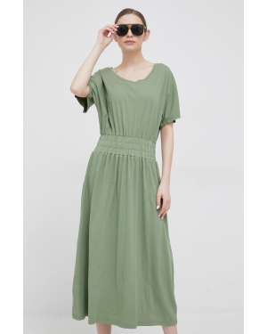 Deha sukienka bawełniana kolor zielony maxi rozkloszowana