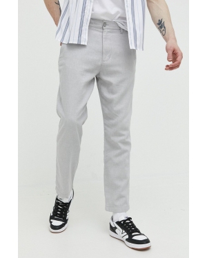 Hollister Co. spodnie z domieszką lnu kolor szary proste