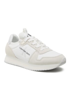 Calvin Klein Jeans Sneakersy Runner Sock Laceup Ny-Lth W YW0YW00840 Biały