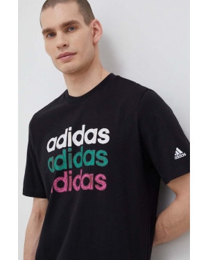 adidas t-shirt bawełniany kolor czarny wzorzysty