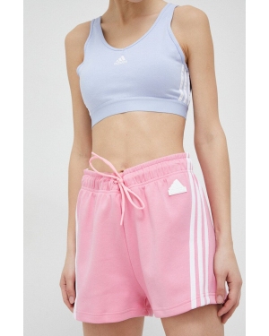 adidas szorty damskie kolor różowy z aplikacją high waist
