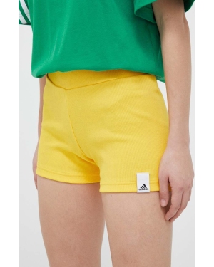 adidas szorty damskie kolor żółty gładkie medium waist