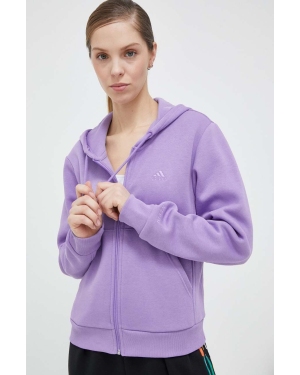 adidas bluza damska kolor fioletowy z kapturem gładka