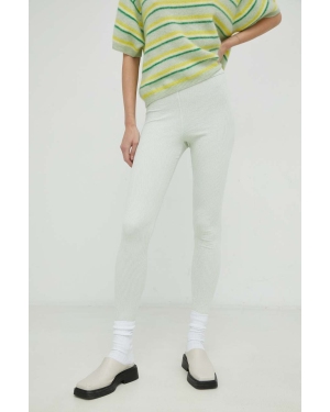 American Vintage legginsy damskie kolor zielony gładkie