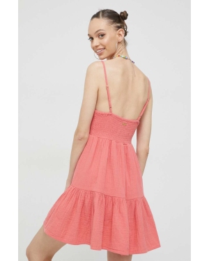 Billabong sukienka bawełniana kolor różowy mini rozkloszowana