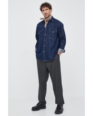 BOSS koszula jeansowa BOSS ORANGE męska kolor granatowy regular z kołnierzykiem klasycznym