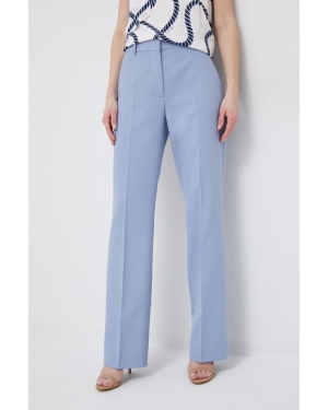 Calvin Klein spodnie damskie kolor niebieski proste high waist