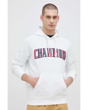Champion bluza męska kolor biały z kapturem wzorzysta