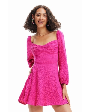 Desigual sukienka kolor różowy mini rozkloszowana