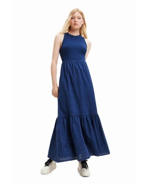 Desigual sukienka kolor niebieski midi prosta