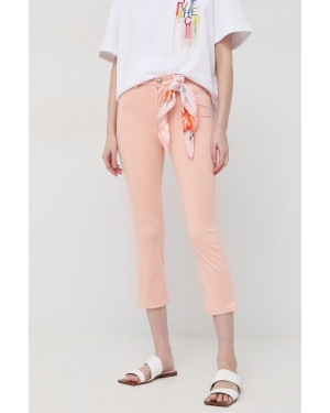 Guess spodnie damskie kolor pomarańczowy dopasowane high waist