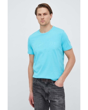 Joop! t-shirt bawełniany kolor turkusowy z nadrukiem