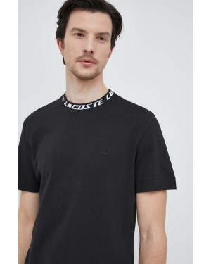 Lacoste t-shirt męski kolor czarny z aplikacją