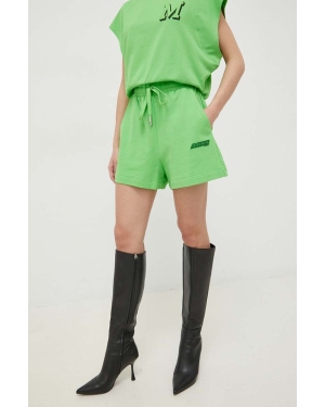 Miss Sixty szorty bawełniane kolor zielony z nadrukiem high waist