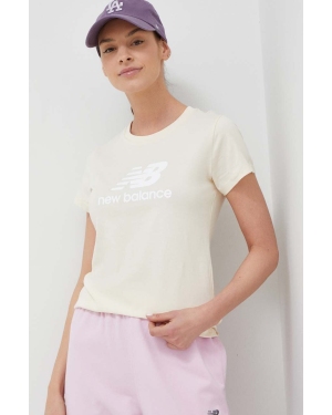 New Balance t-shirt bawełniany kolor beżowy