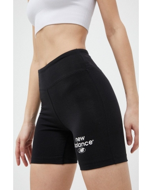 New Balance szorty damskie kolor czarny z nadrukiem high waist WS31504BK-4BK