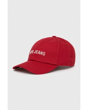 Pepe Jeans czapka z daszkiem kolor czerwony z aplikacją