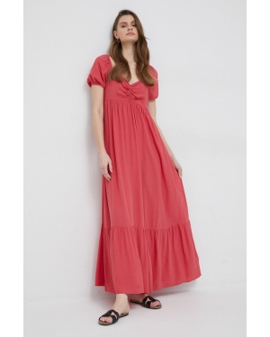 Pepe Jeans sukienka Bernardette kolor czerwony maxi rozkloszowana