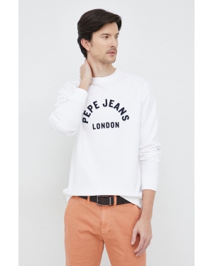 Pepe Jeans bluza bawełniana męska kolor biały wzorzysta