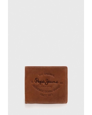 Pepe Jeans portfel skórzany męski kolor brązowy