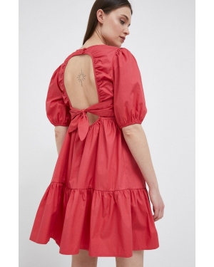 Pepe Jeans sukienka bawełniana Bella kolor czerwony mini rozkloszowana