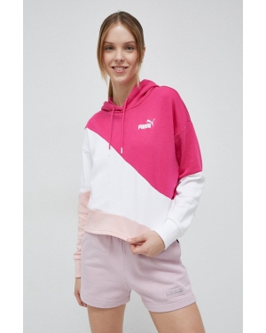 Puma bluza damska kolor różowy z kapturem wzorzysta
