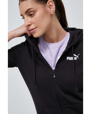 Puma bluza damska kolor czarny z kapturem z nadrukiem
