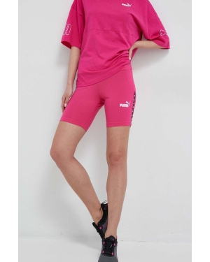 Puma szorty damskie kolor różowy z nadrukiem high waist