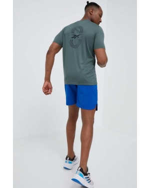Reebok t-shirt do biegania kolor zielony gładki