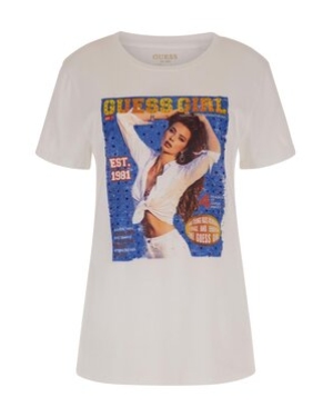 Guess T-Shirt Girl Easy W3GI18 K9SN1 Biały Regular Fit