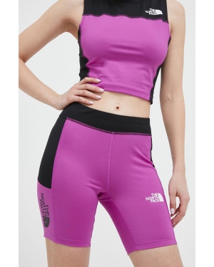 The North Face szorty treningowe kolor fioletowy wzorzyste medium waist
