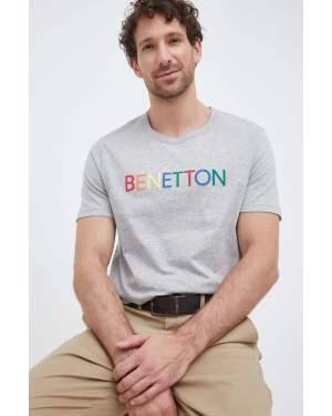 United Colors of Benetton t-shirt bawełniany kolor szary z nadrukiem