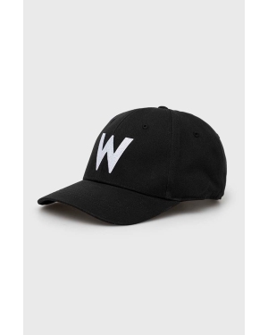 Wrangler czapka z daszkiem bawełniana kolor czarny z aplikacją