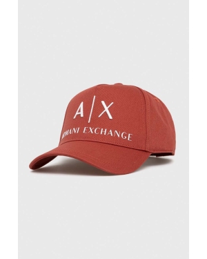Armani Exchange czapka bawełniana kolor pomarańczowy z aplikacją